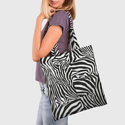 Сумка-шопер Шкура зебры черно - белая графика, цвет: 3D-принт — фото 2