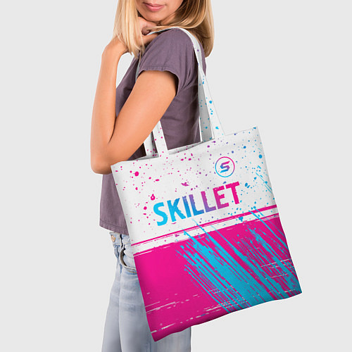 Сумка-шоппер Skillet neon gradient style посередине / 3D-принт – фото 3