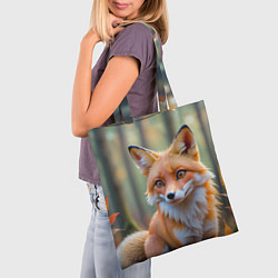 Сумка-шопер Портрет лисы в осеннем лесу, цвет: 3D-принт — фото 2
