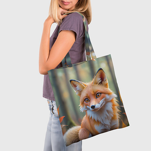 Сумка-шоппер Портрет лисы в осеннем лесу / 3D-принт – фото 3