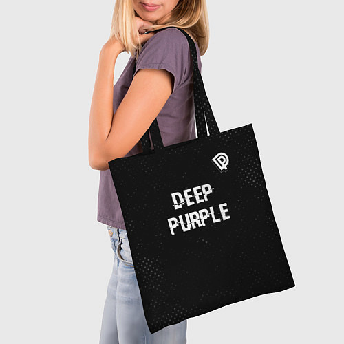 Сумка-шоппер Deep Purple glitch на темном фоне посередине / 3D-принт – фото 3