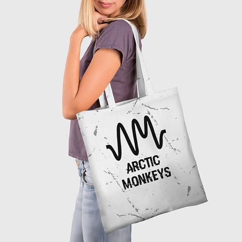 Сумка-шоппер Arctic Monkeys glitch на светлом фоне / 3D-принт – фото 3