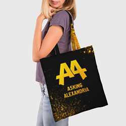 Сумка-шопер Asking Alexandria - gold gradient, цвет: 3D-принт — фото 2