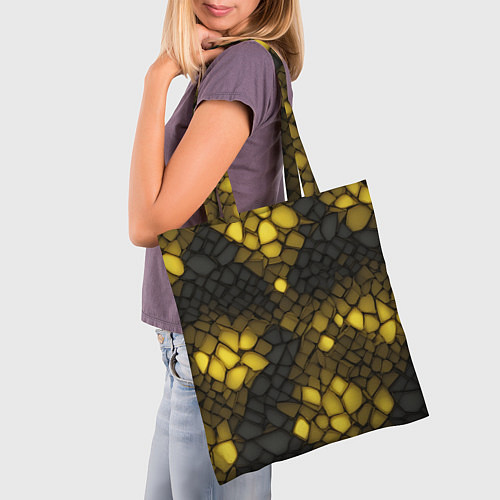 Сумка-шоппер Жёлтый трескающийся камень / 3D-принт – фото 3