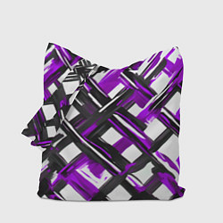 Сумка-шопер Фиолетовые и чёрные мазки, цвет: 3D-принт
