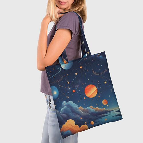 Сумка-шоппер Нарисованный космос / 3D-принт – фото 3