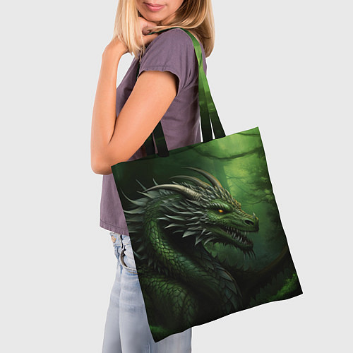 Сумка-шоппер Зеленый дракон символ 2024 / 3D-принт – фото 3