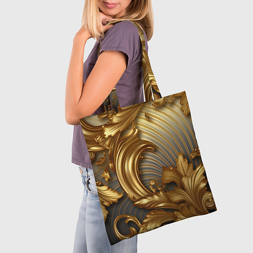 Сумка-шоппер Золотая текстура и абстракции / 3D-принт – фото 3
