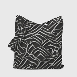 Сумка-шопер Абстракция черное серебро, цвет: 3D-принт