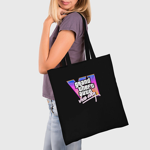 Сумка-шоппер Gta 6 vice city logo / 3D-принт – фото 3