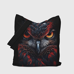 Сумка-шопер Черная сова с красными глазами, цвет: 3D-принт