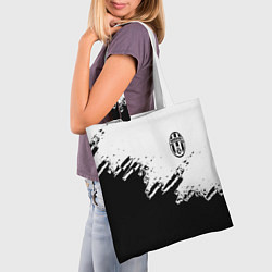 Сумка-шопер Juventus black sport texture, цвет: 3D-принт — фото 2