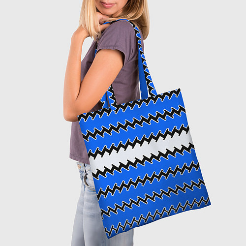 Сумка-шоппер Синие и белые полосы / 3D-принт – фото 3