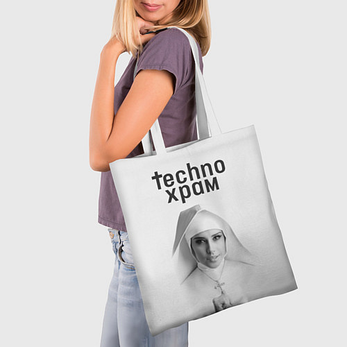 Сумка-шоппер Techno храм монашка улыбается / 3D-принт – фото 3