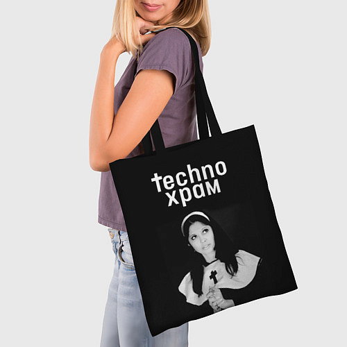 Сумка-шоппер Techno храм монашка смотрит в небо / 3D-принт – фото 3