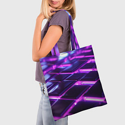 Сумка-шопер Фиолетовая неоновая плитка, цвет: 3D-принт — фото 2