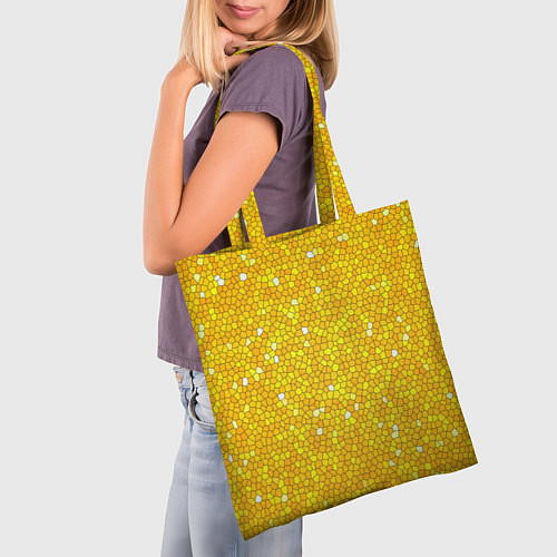 Сумка-шоппер Веселая мозаика желтая / 3D-принт – фото 3