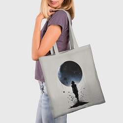 Сумка-шопер Силуэт девушки на фоне космоса, цвет: 3D-принт — фото 2