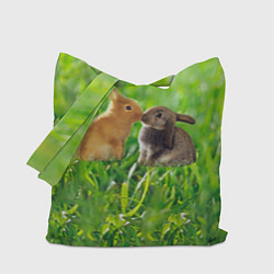 Сумка-шопер Кролики в траве, цвет: 3D-принт
