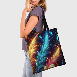 Сумка-шопер Неоновые разноцветные перья, цвет: 3D-принт — фото 2