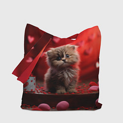 Сумка-шопер 14 февраля влюбленный котик, цвет: 3D-принт