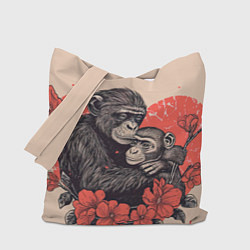 Сумка-шопер Влюбленные обезьяны 14 февраля, цвет: 3D-принт