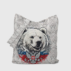Сумка-шопер Белый медведь и белый герб России, цвет: 3D-принт
