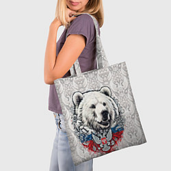 Сумка-шопер Белый медведь и белый герб России, цвет: 3D-принт — фото 2