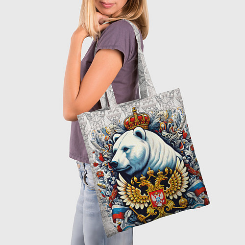 Сумка-шоппер Белый медведь с короной / 3D-принт – фото 3