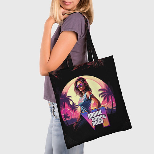 Сумка-шоппер GTA 6 logo девушка / 3D-принт – фото 3