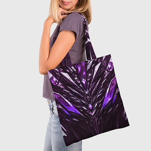 Сумка-шоппер Фиолетовые кристаллы и камень / 3D-принт – фото 3