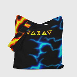 Сумка-шопер Ведьмак огненное лого шторм, цвет: 3D-принт