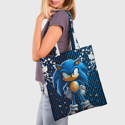 Сумка-шоппер Sonic - splash and logo / 3D-принт – фото 3