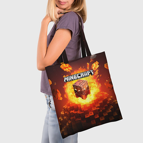 Сумка-шоппер Огненный minecraft лого / 3D-принт – фото 3