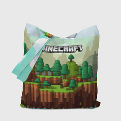Сумка-шопер Minecraft logo квадратный мир, цвет: 3D-принт