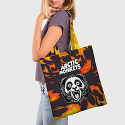 Сумка-шопер Arctic Monkeys рок панда и огонь, цвет: 3D-принт — фото 2