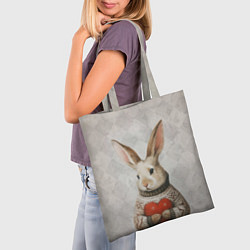 Сумка-шопер Влюблённый кролик в свитере с сердцем, цвет: 3D-принт — фото 2