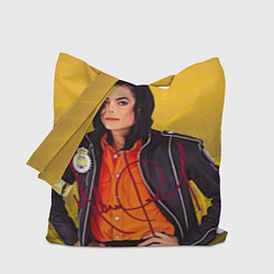 Сумка-шопер Michael Jackson на золотом фоне с графикой, цвет: 3D-принт