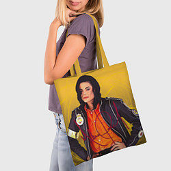 Сумка-шопер Michael Jackson на золотом фоне с графикой, цвет: 3D-принт — фото 2