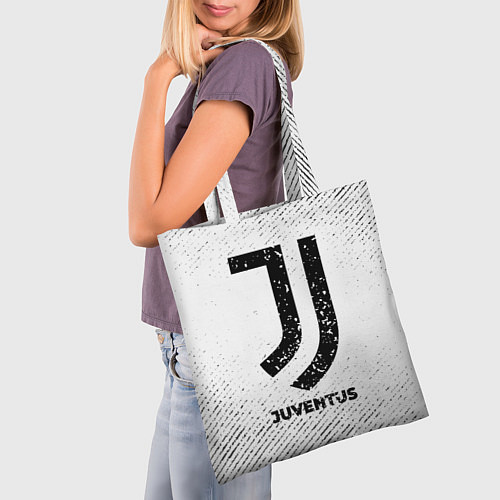 Сумка-шоппер Juventus с потертостями на светлом фоне / 3D-принт – фото 3