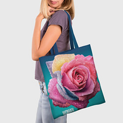 Сумка-шопер Роза на голубом - woman, цвет: 3D-принт — фото 2