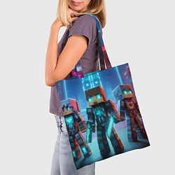 Сумка-шопер Minecraft - ai art neon, цвет: 3D-принт — фото 2