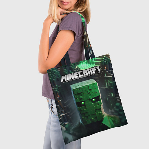 Сумка-шоппер Minecraft зеленый персонаж каменные джунгли / 3D-принт – фото 3