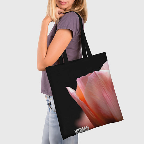 Сумка-шоппер Тюльпан на чёрном - woman / 3D-принт – фото 3