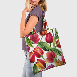 Сумка-шопер Паттерн с тюльпанами, цвет: 3D-принт — фото 2