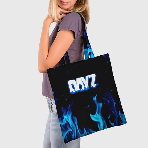 Сумка-шоппер Dayz синий огонь лого / 3D-принт – фото 3