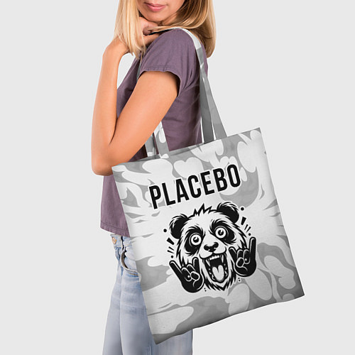 Сумка-шоппер Placebo рок панда на светлом фоне / 3D-принт – фото 3