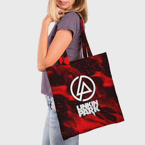 Сумка-шоппер Linkin park красный огонь / 3D-принт – фото 3