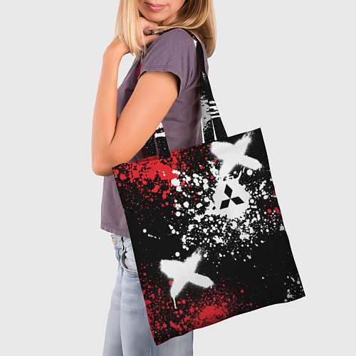 Сумка-шоппер Митсубиси на фоне граффити и брызг красок / 3D-принт – фото 3