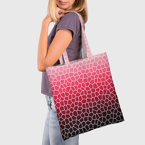 Сумка-шоппер Крупная мозаика розовый градиент / 3D-принт – фото 3